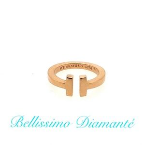 Tiffany & Co. 18K Rose Gold T Square Ring Size 6